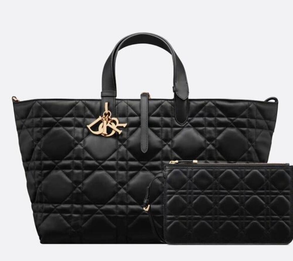 Dior large black leather every day bag 
with Removable interior pouch